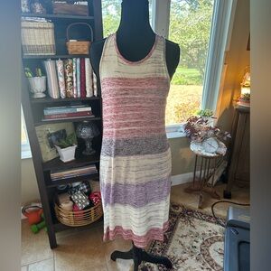 Splendid Striped Sleeveless Knit Dress in Red, Purple & Cream Size S